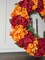 Capri Fall Autumn Hydrangea Wreath Orange Burgundy Red Artificial Flowers 23'' Halloween Seasonal Decor